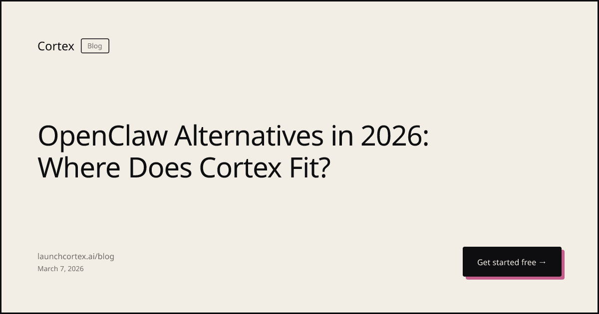 OpenClaw Alternatives in 2026: Where Does Cortex Fit? | Cortex