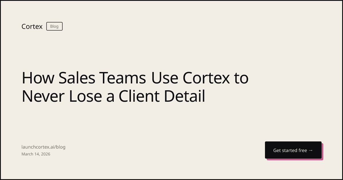 How Sales Teams Use Cortex to Never Lose a Client Detail | Cortex
